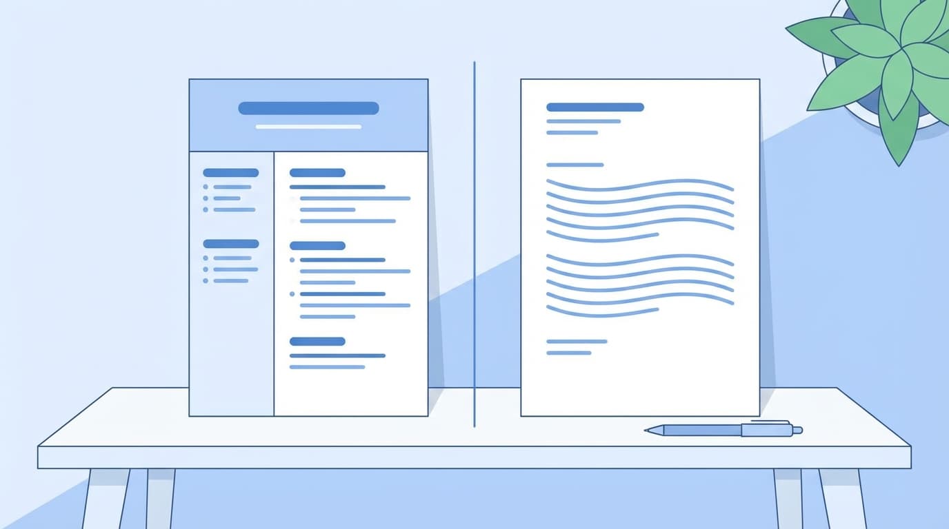 A resume and cover letter placed side by side on a clean desk